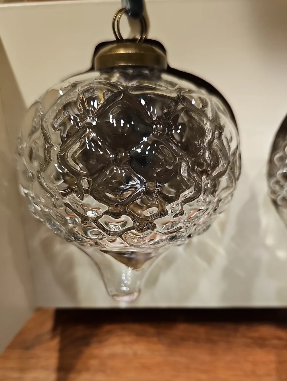 Set Of 3 Hearth & Hand Ornate Glass Christmas Tree Ornaments